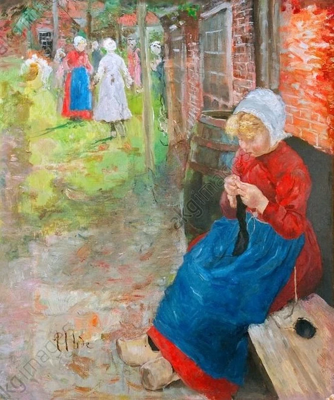 Ragazza che lavora a maglia, 1883
